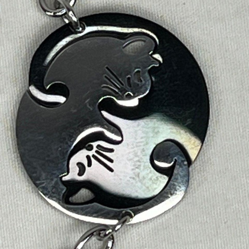 JCYUANI Yin Yang Cat Keychain Set Unisex OS Black Silver New Matching Puzzle